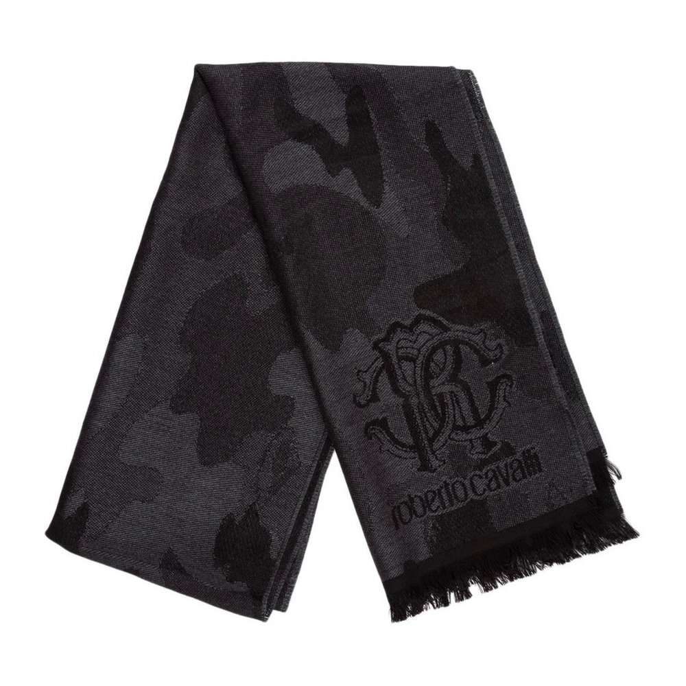 Roberto Cavalli Camo Print Wool Scarf